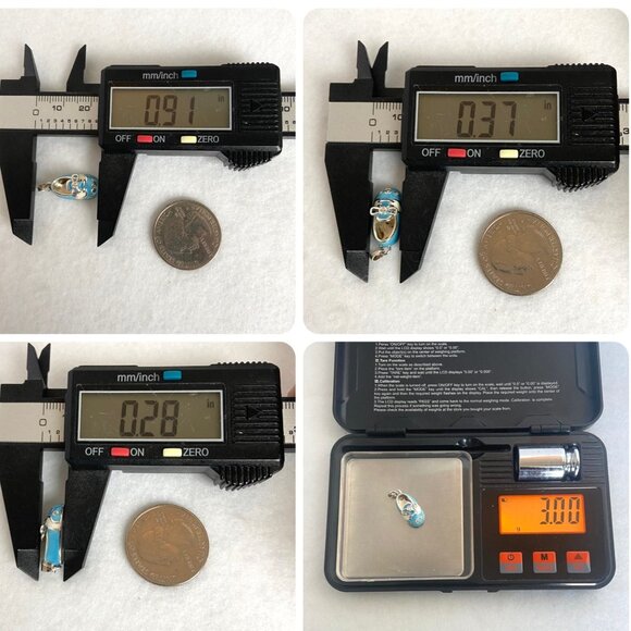 Sterling Silver 925 Blue Blank Engraveable Baby Boy Shoe Pendant Charm Baby Gift - Picture 10 of 14